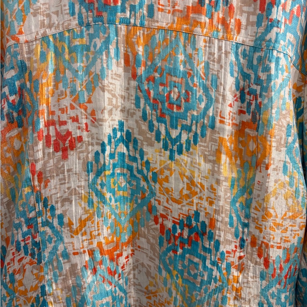 Ruby Rd. Turquoise And Orange Patterned Jacket - image 8